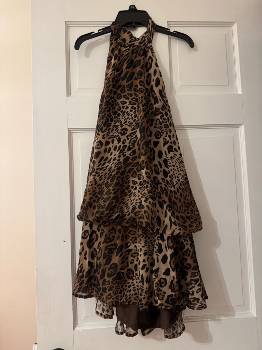 Leopard Print Tiered Halter dress